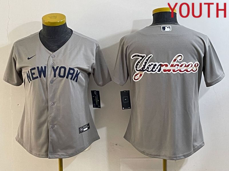 Youth New York Yankees Blank Grey Nike Game 2024 MLB Jersey style 6